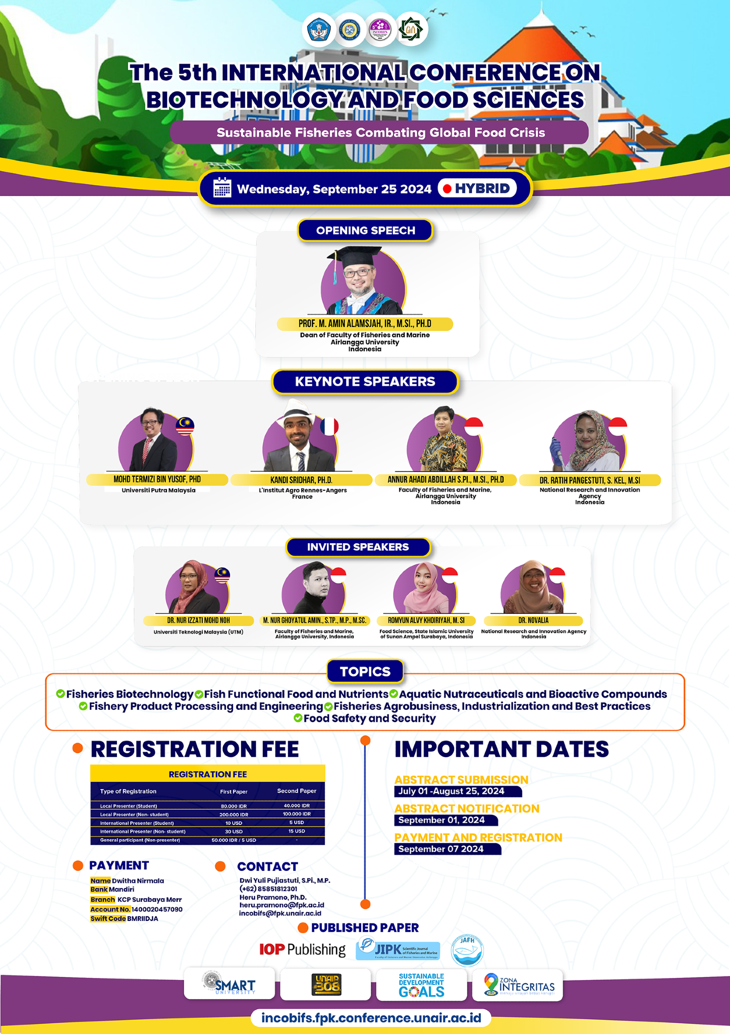 The 5th International Conference on Biotechnology and Food Sciences (INCOBIFS) 2024