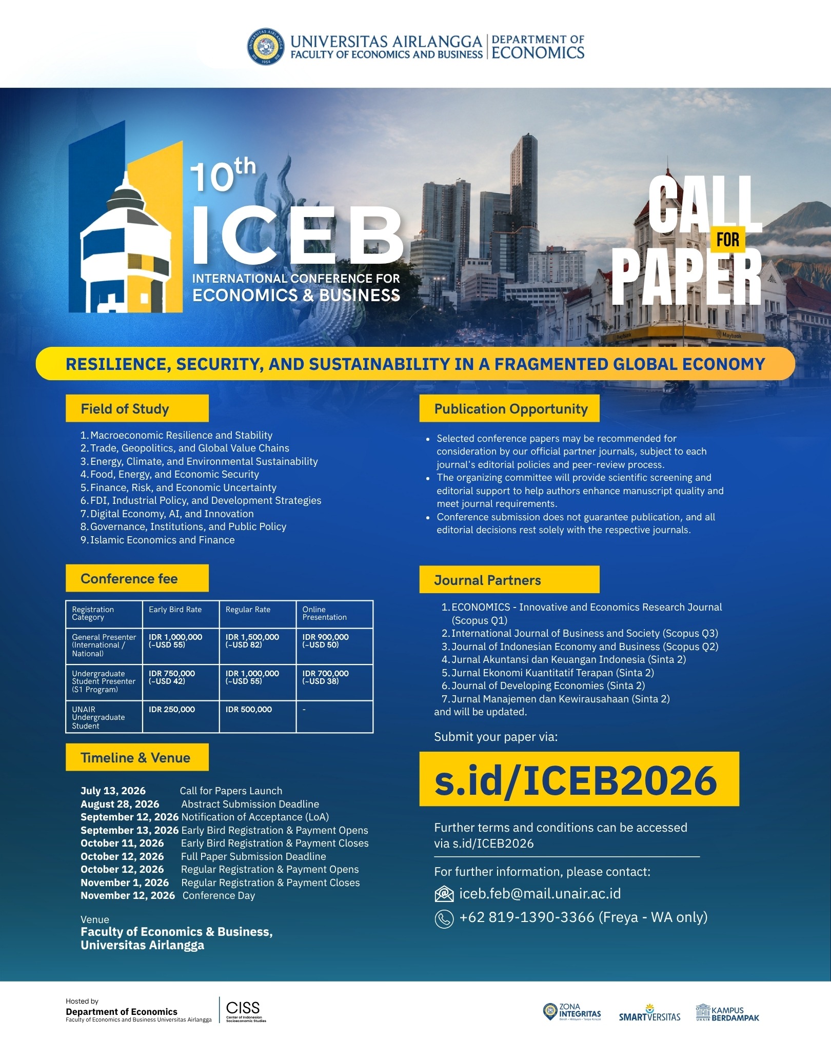 10th International Conference on Economics and Business (ICEB)