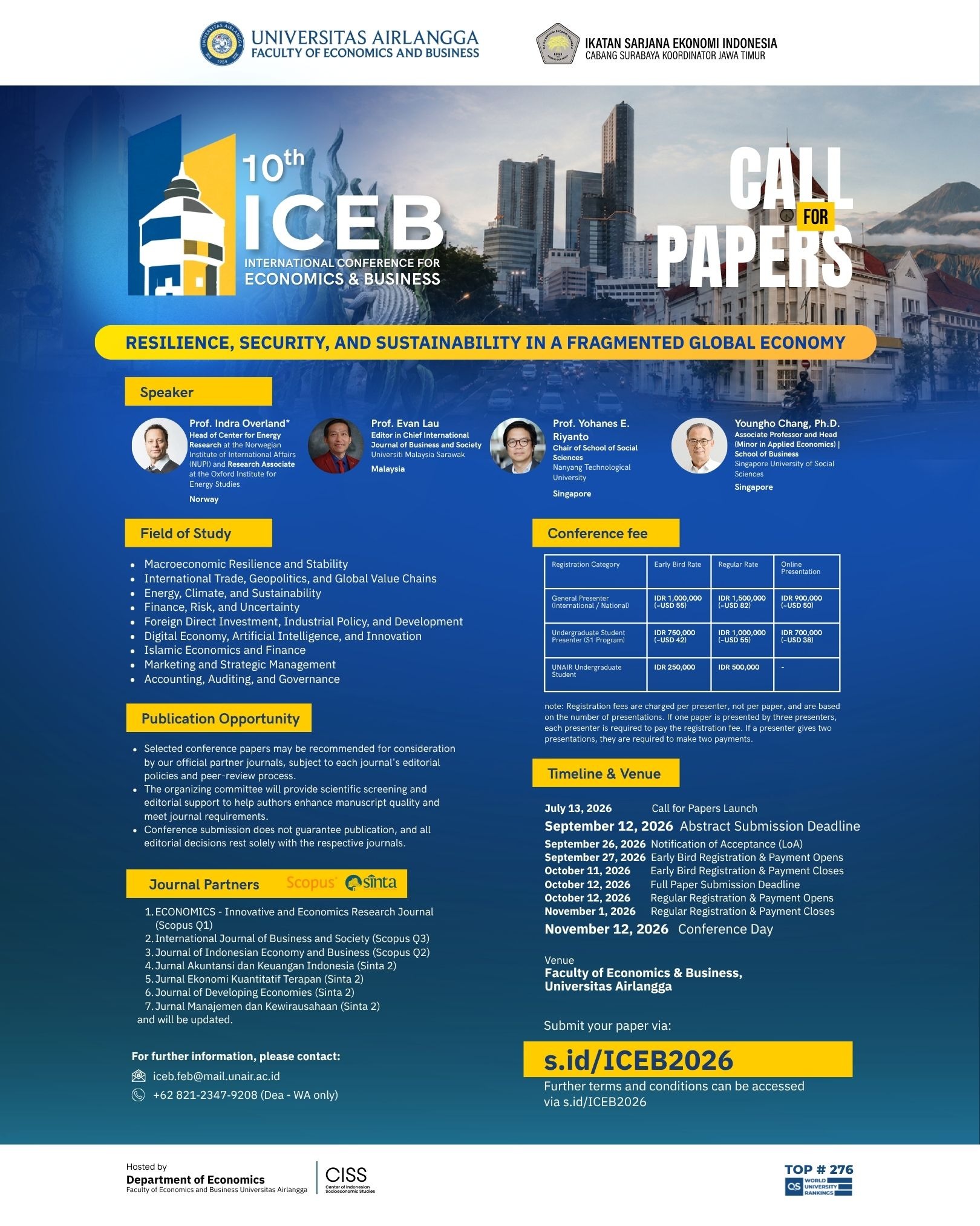 10th International Conference on Economics and Business (ICEB)